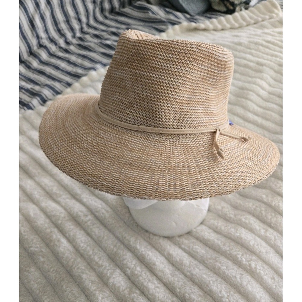 WALLAROO Victoria Fedora Brim Sun Hat Adj Drawstring Tan Beige Lightweight
